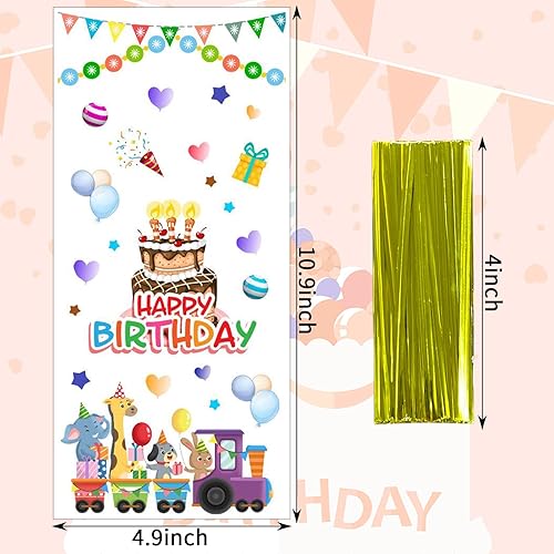 Miniatura 2 de Paquete de 100 bolsas de celofán de cumpleaños para baby shower, bolsas de regalo con 100 lazos dorados para cumpleaños, baby showers, suministros