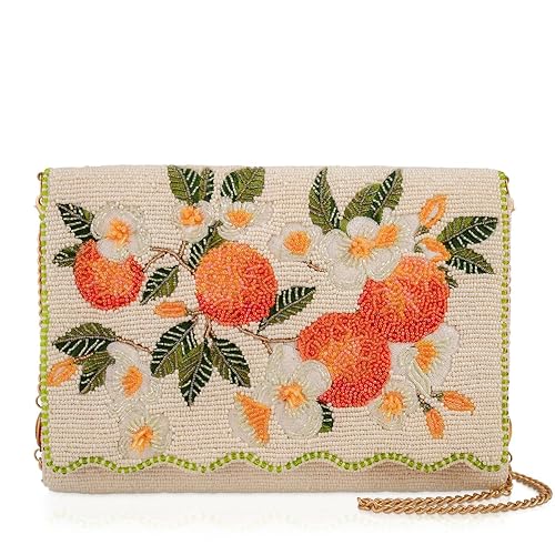 Mary Frances Sun Kissed Crossbody Handbag – Removable Beaded Chain Strap, Magnetic Closure, Back & Inside Slit Pockets, Secure and Stylish, Multi