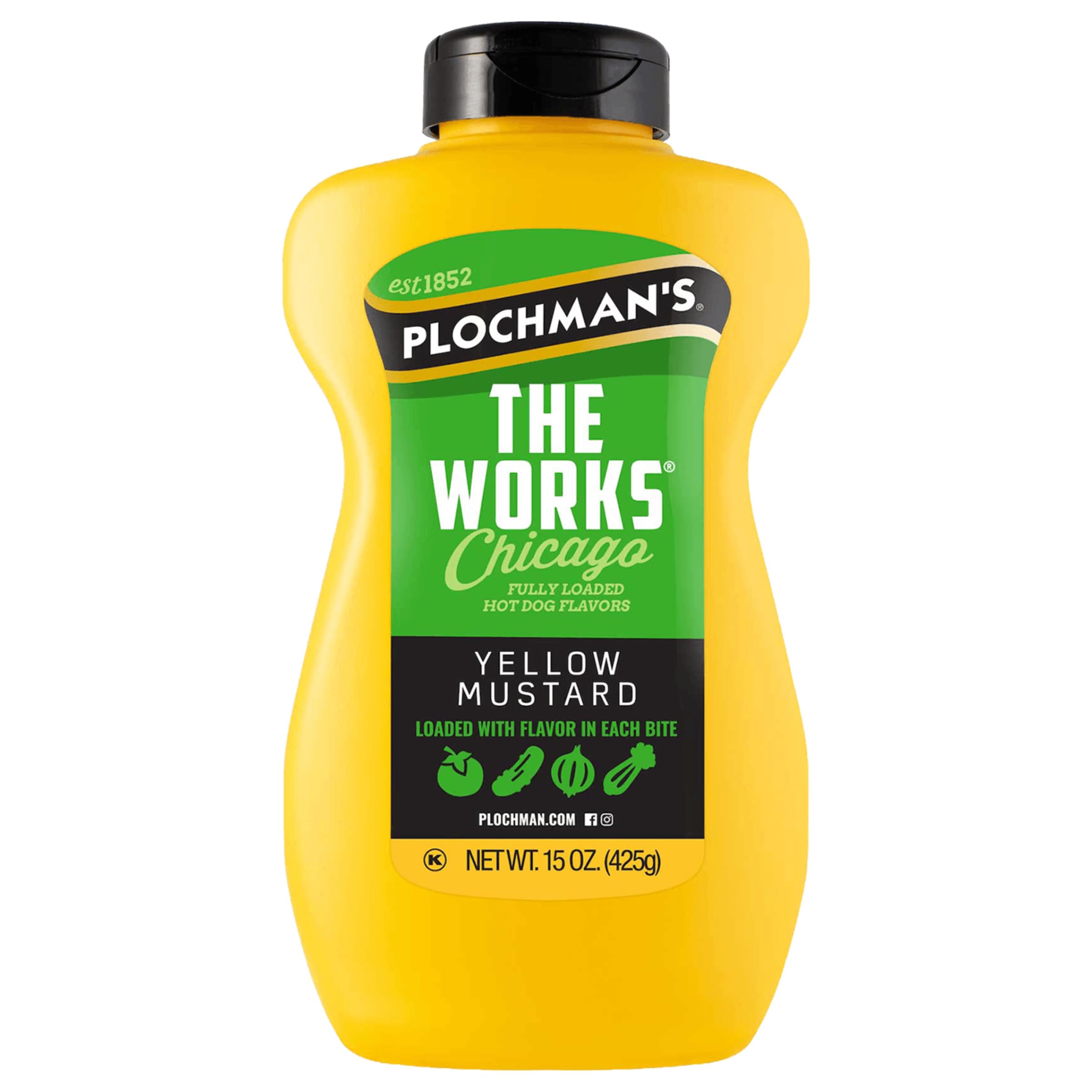 Plochman, The Works Mustard, 15 oz, Perfect for Chicago-Style Hot Dogs