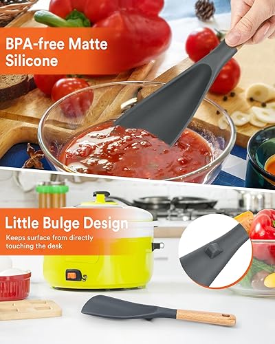 Miniatura 5 de Cuchara de cocina y raspador para utensilios de cocina antiadherentes, ideal para cocinar y servir silicona mate duradera sin BPA, cuchara