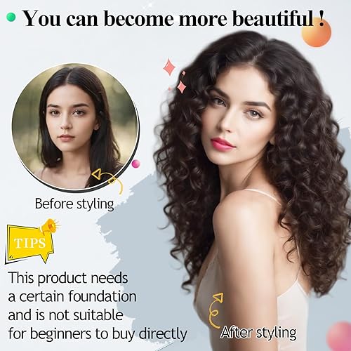 Miniatura 3 de Meepo Extensión de cabello rizado negro con clip para mujeres negras, extensiones de cabello natural grueso de onda profunda, extensiones de cabello