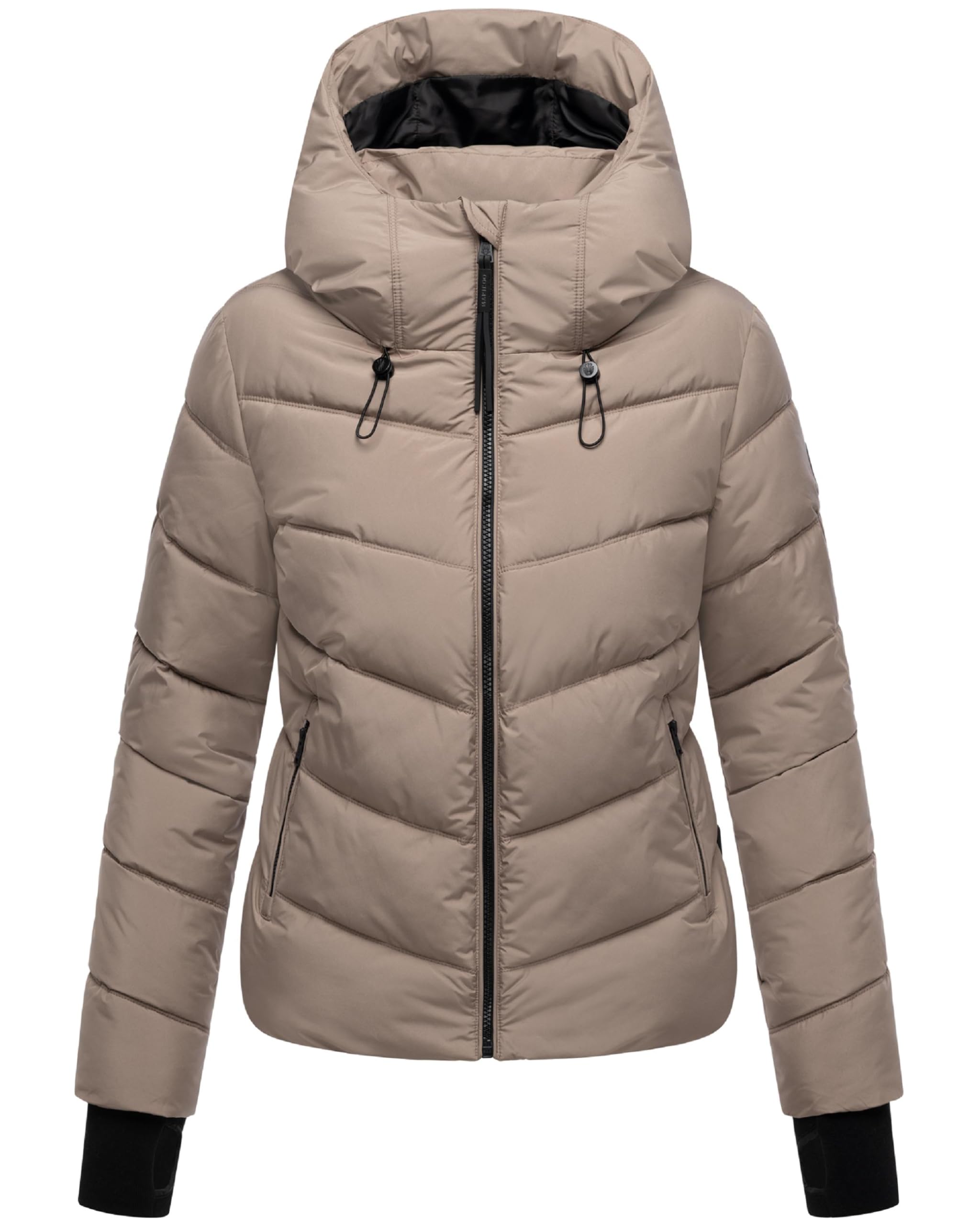Marikoo Women's Taupe Grey Yukanii Xvi Winter Jacket Warm Quilted Jacket With Adjustable Hood Xs - Xxl, L
