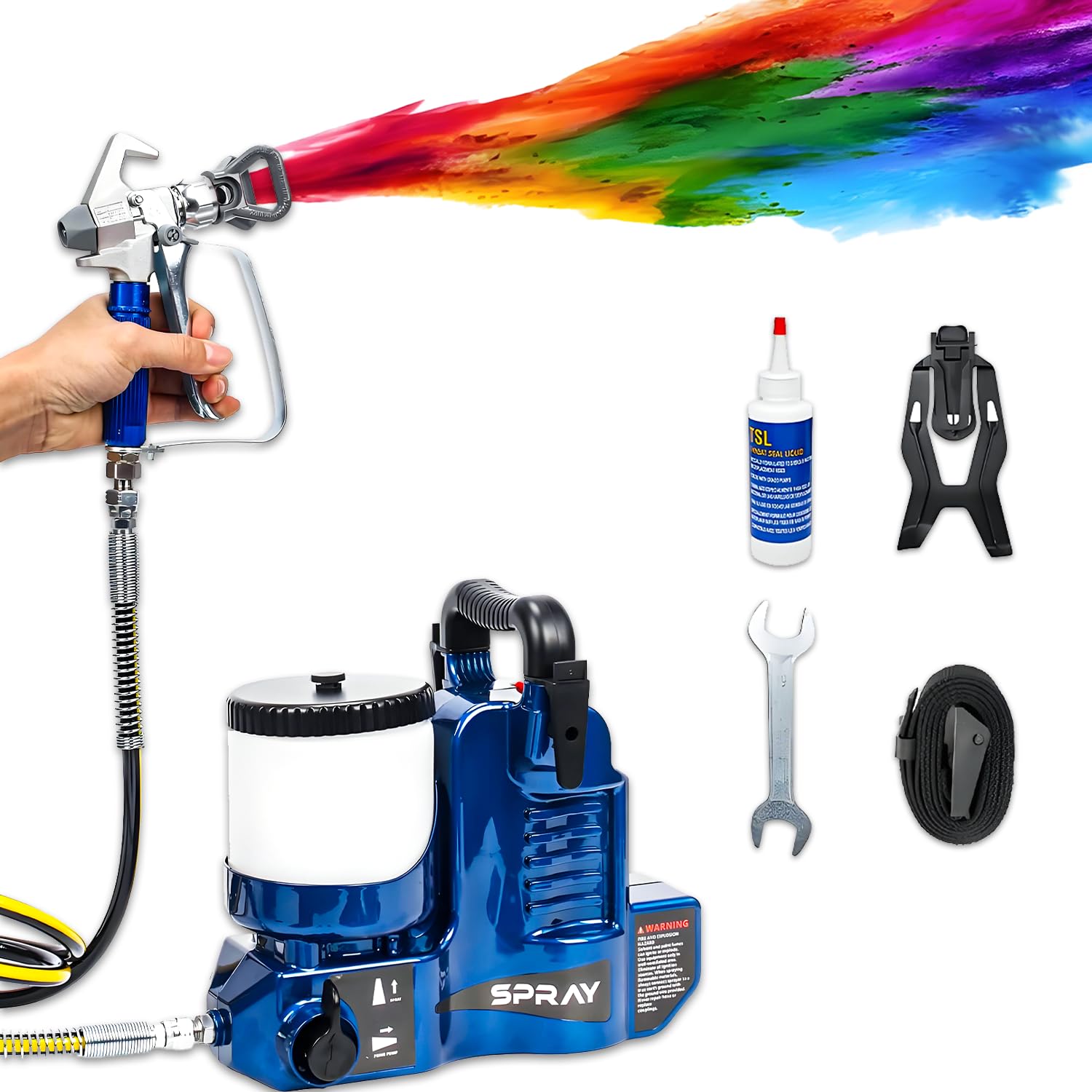 Pulverizador Airless inalámbrico y Pistola de Pintura eléctrica, Alto caudal de 2 l/min, Modos de Mano y de Correa, para reformas domésticas y proyectos de Bricolaje.