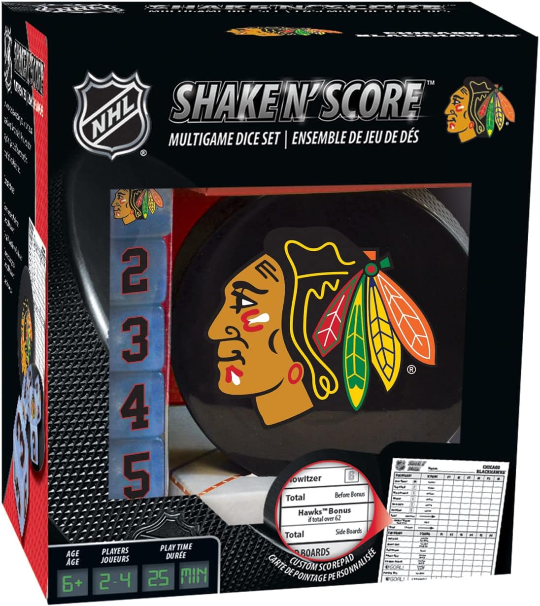 MasterPieces Game Day - NHL Chicago Blackhawks - Shake N' Score Dice Game