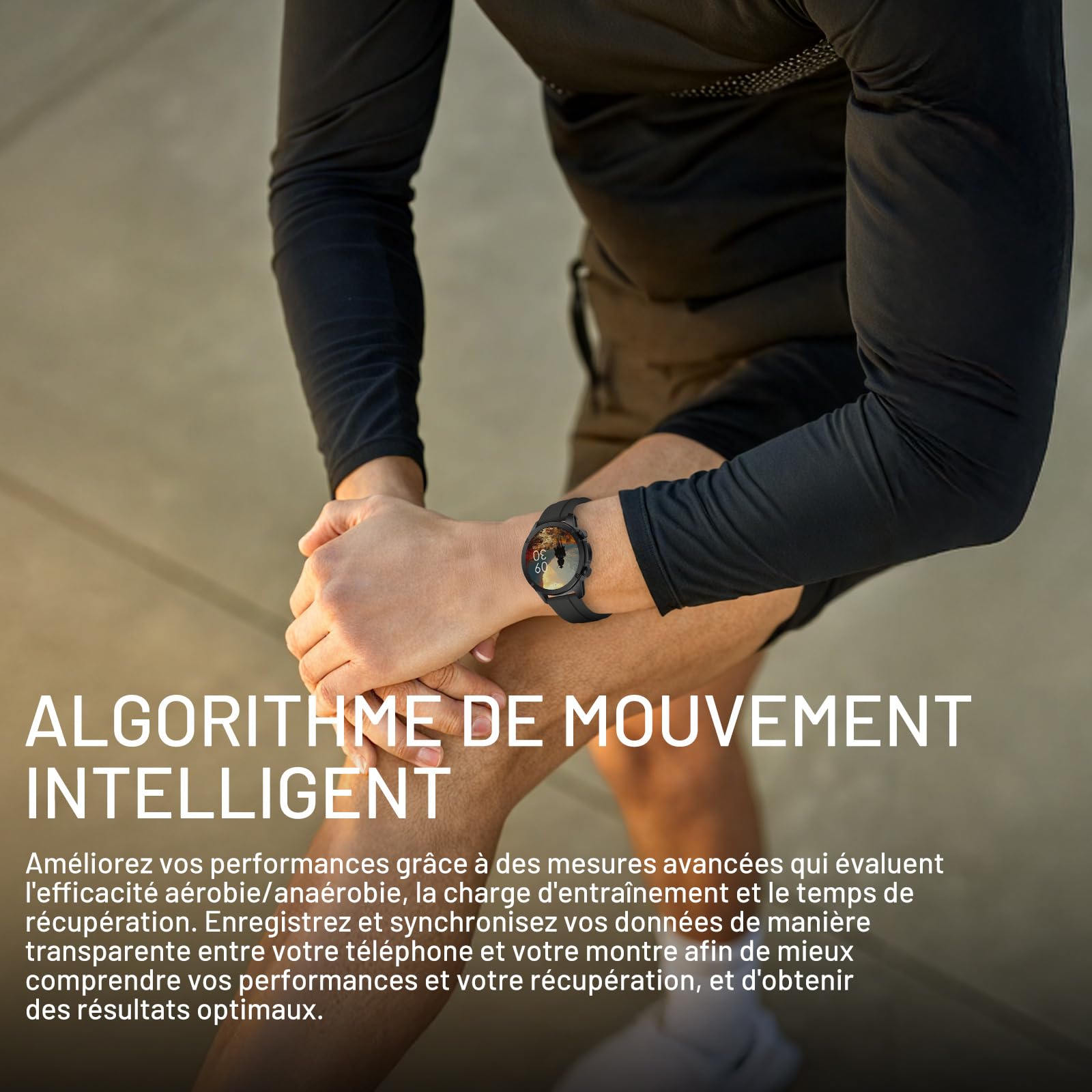 Montre Connectée Homme avec Appels Bluetooth, 1.43" AMOLED Smartwatch avec 120+ Modes Sportifs, Etanche IP68 Montre Connectee avec Podometre/Cardiofrequencemetre/Moniteur de Sommeil pour Android/iOS