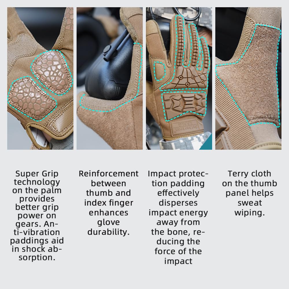 Seibertron T.T.F.I.G 2.0 Men's Tactical Military Gloves Flexible Rubber Knuckle Protective for Combat Hunting Hiking Airsoft Paintball Motorcycle Motorbike Riding Outdoor Gloves - 5