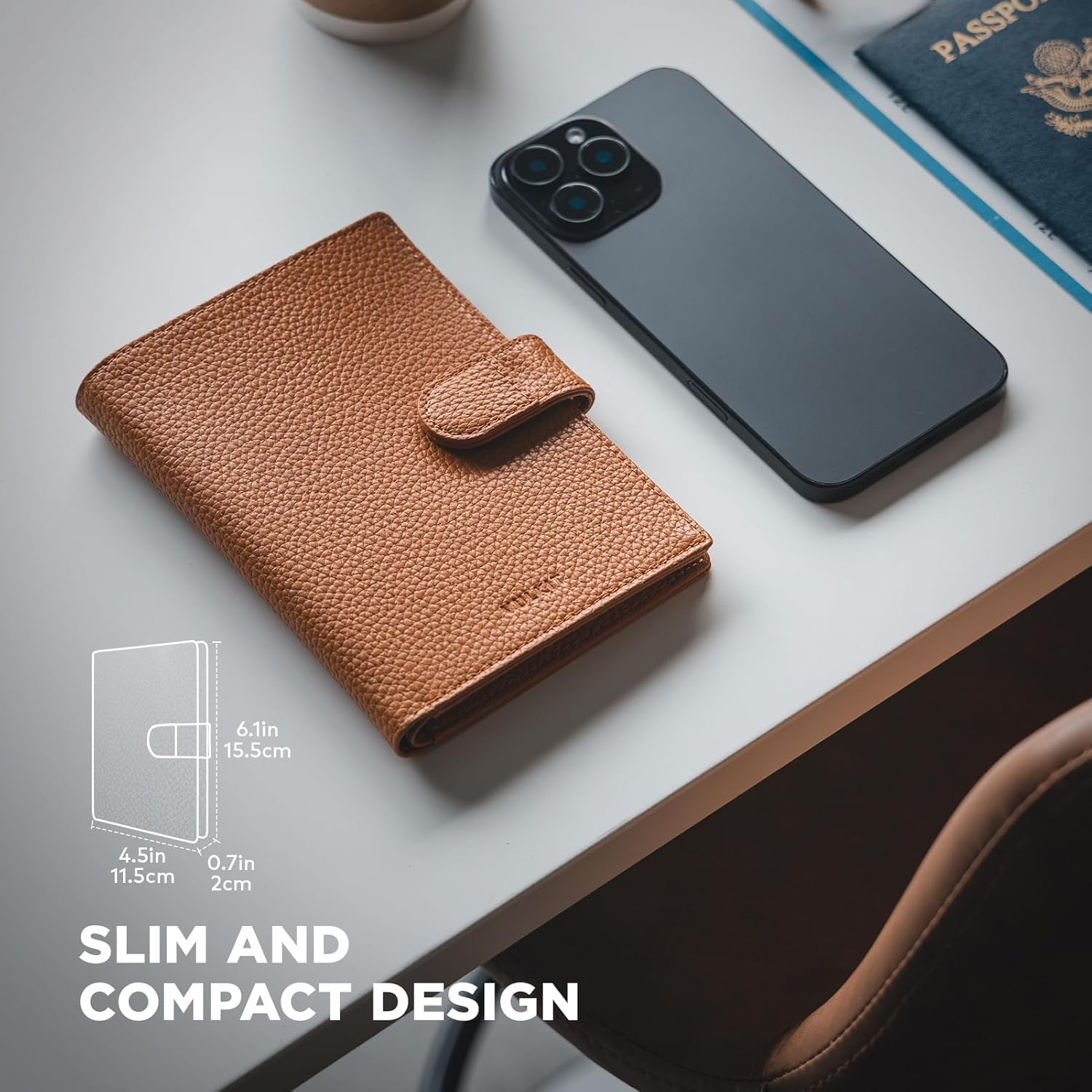 VULKIT Leather Passport Travel Wallet for 2 Passports Pocket Slim Double Passport Holder RFID Blocking with ID Window for Women or Men - Image 4