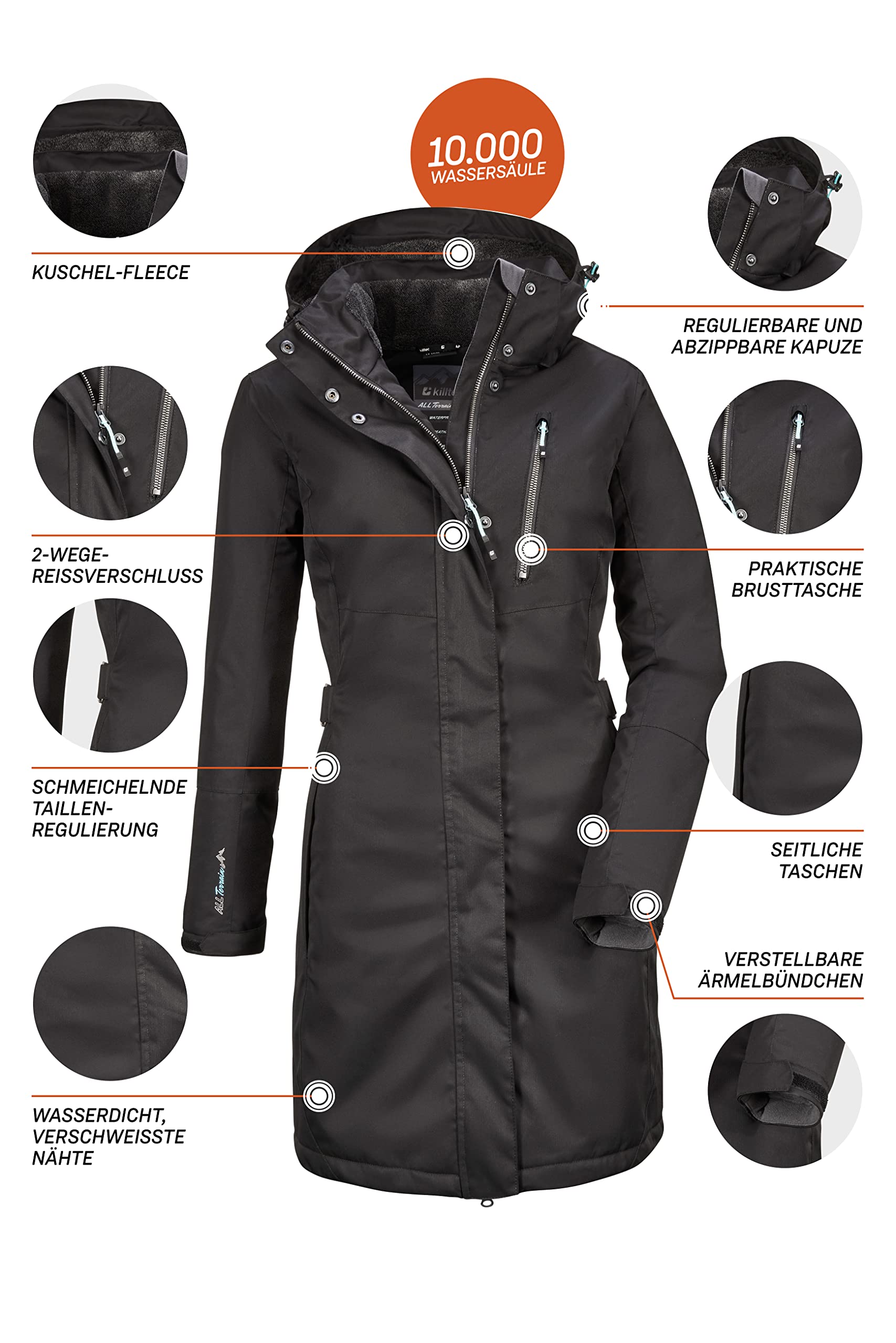 Parka Invernale Killtec Alisi Donna - Impermeabile 10000 Mm, Cappuccio