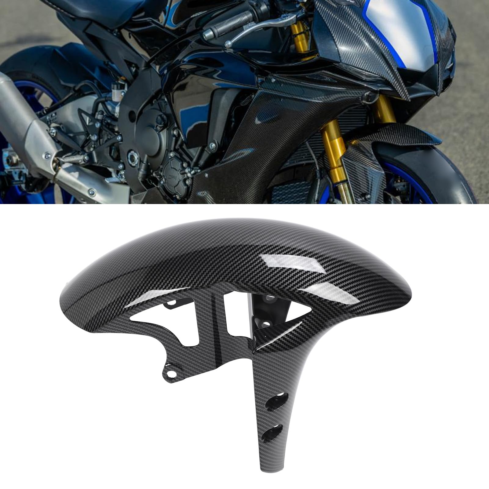 Garde-boue Avant Moto En ABS Effet Carbone – Compatible Yamaha YZF R1 (2009-2020), R6 (2017-2020), MT-10 (2016-2022) – Protection Et Style