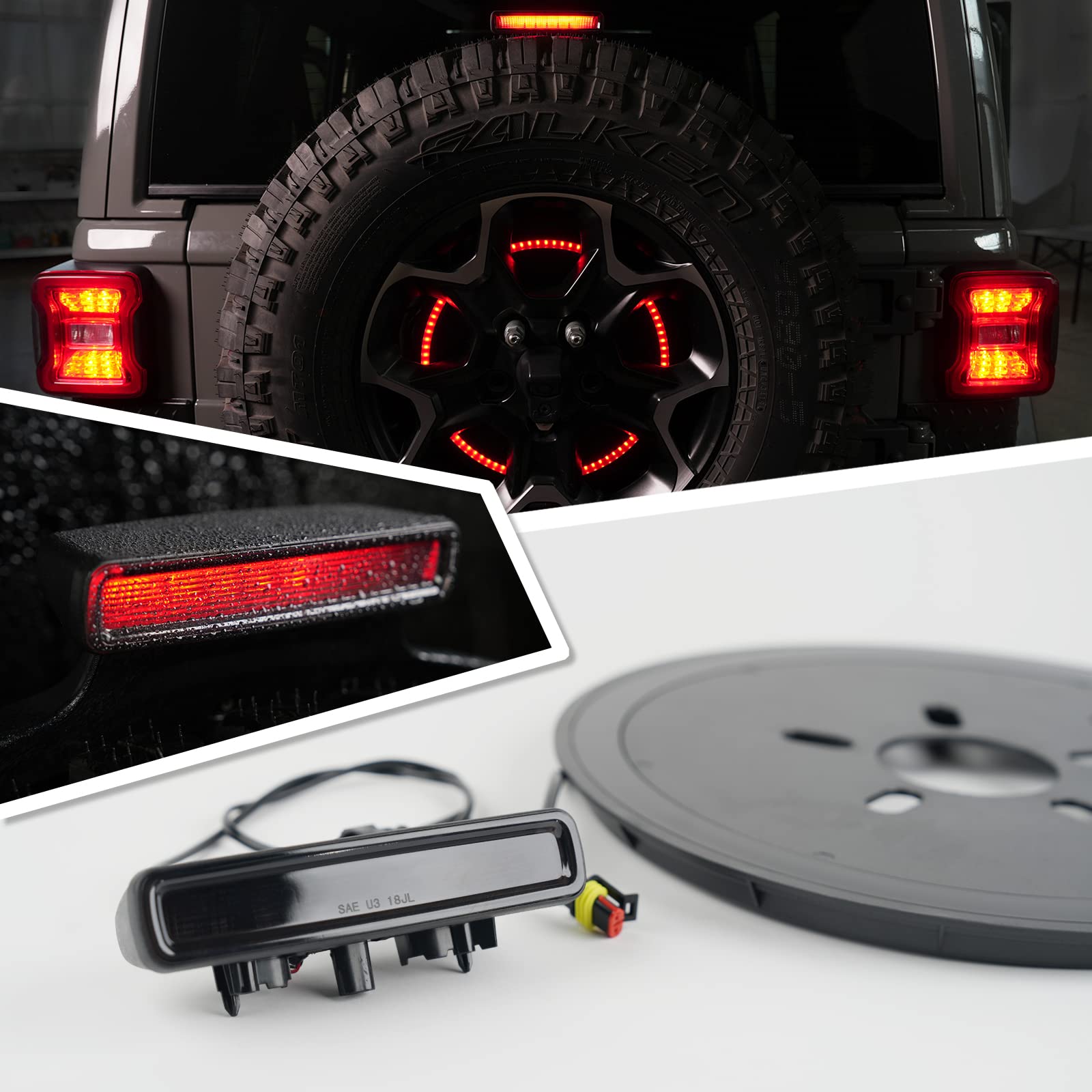 Buy LitMiRaCle Jeep Wrangler JL Spare Tire Brake Light and Third Brake