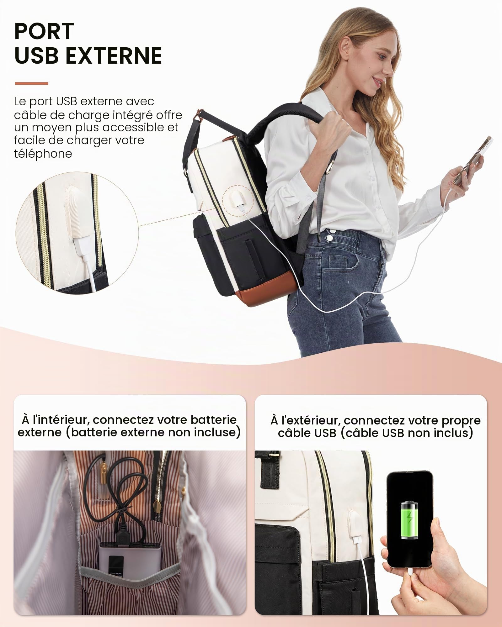 LOVEVOOK Sac a Dos Femme, 15.6 Pouces Sac à Dos Ordinateur Portable Voyage, Sac Travail Antivol pour Ordi Pc Etanche, Travel Backpack Pakkable pour Voyage College Loisir Travail Affaire École Noir