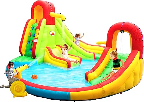 Parque inflable pesado del tobogán acuático, fuente de la pared que sube de la diapositiva doble para al aire libre, equipada del ventilador de aire