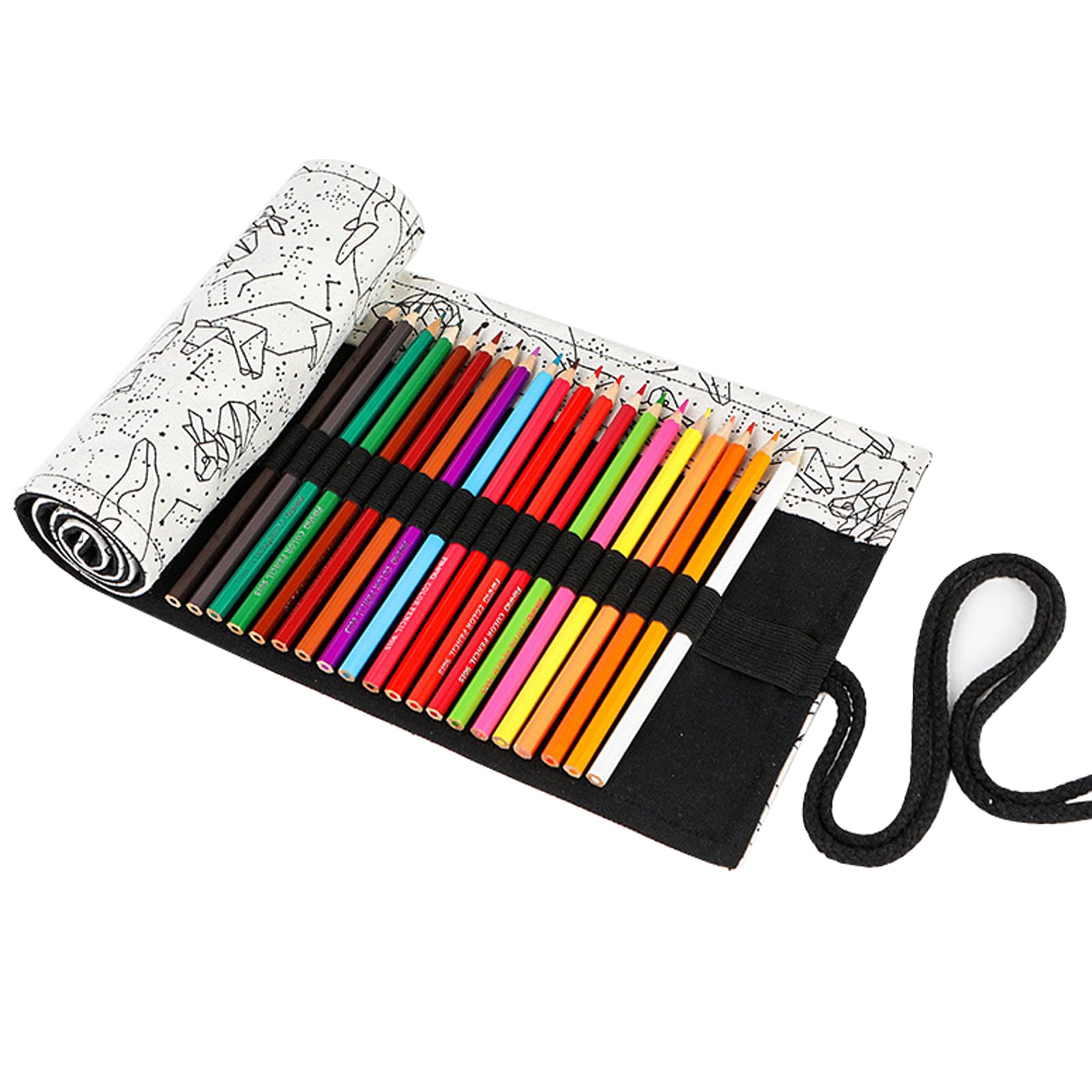 Canvas Pencil Kit 72 Slots Artist Pencilsholder Roll Washable Fashionable Roll up Colored Pencils Holder Multi-Purpose Canvas Pencil Roll Wrap for Artist School Office (Constellation 72 Holes)