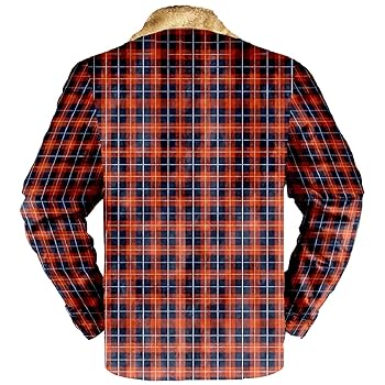 Winter Jacket Men's Lined Jacket Checked Print Fleece Lining