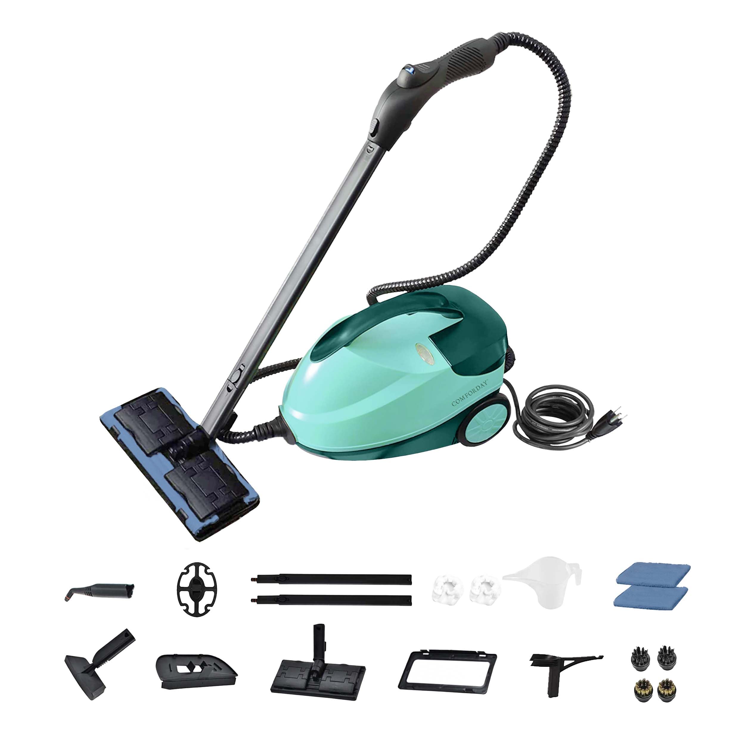 Comforday Limpiador a Vapor de 2000 W con 17 Accesorios, Tanque de 1,5 L (51 Oz) y Cable de 3 M – Ideal para Limpiar Pisos, Cocinas, Ventanas, Hornos y Automóviles