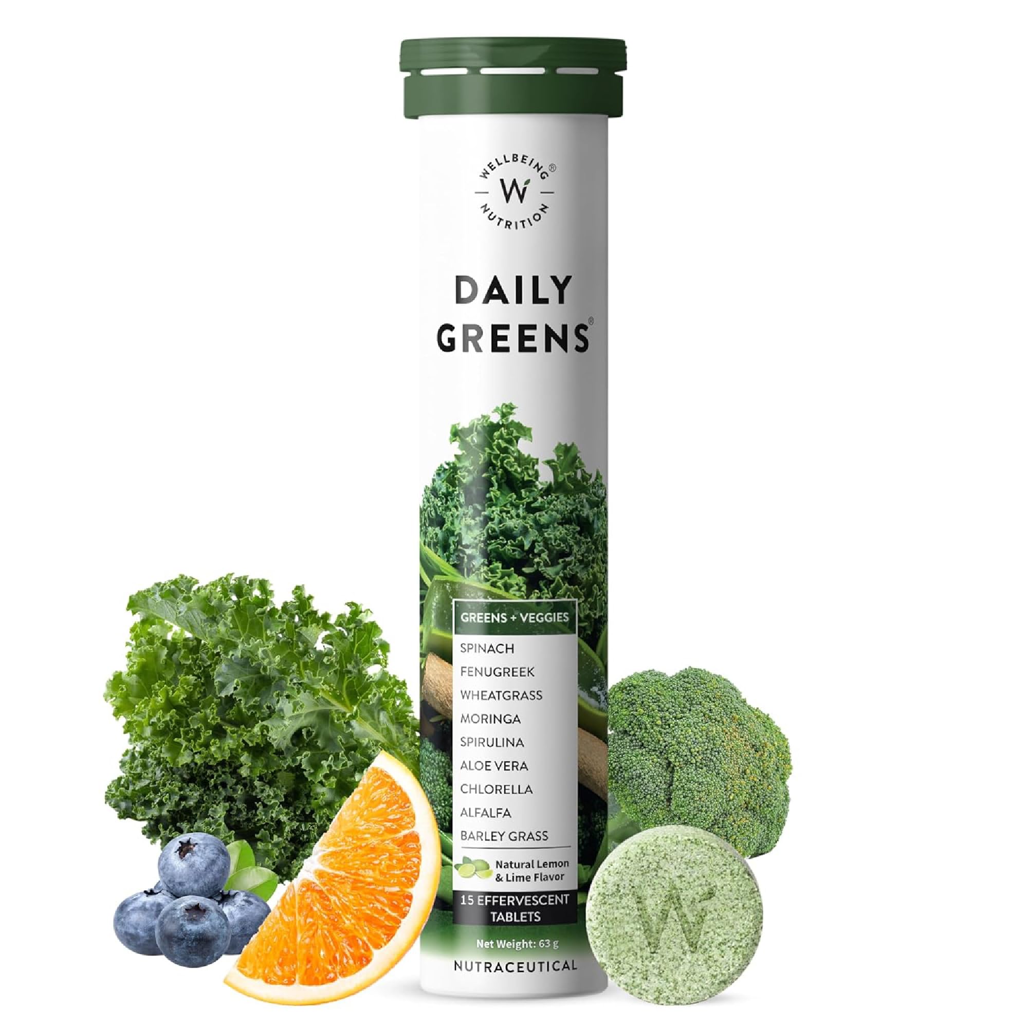 Wellbeing Nutrition Daily Greens | Wholefood Multivitamins with Vitamin C, Zinc, B6 for Immunity & Detox with Organic Certified Plant Superfoods & Antioxidants (15 Effervescent Tablets) Pack of 2 — Amazon image 7