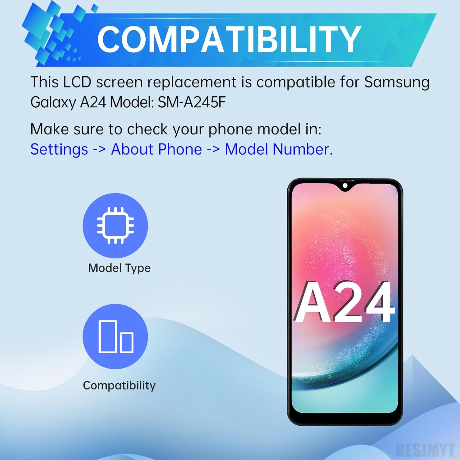 for Samsung Galaxy A24 Screen Replacement with Frame LCD Display Touch Digitizer Full Assembly Fix Glass with Repair Tools Kit SM-A245F