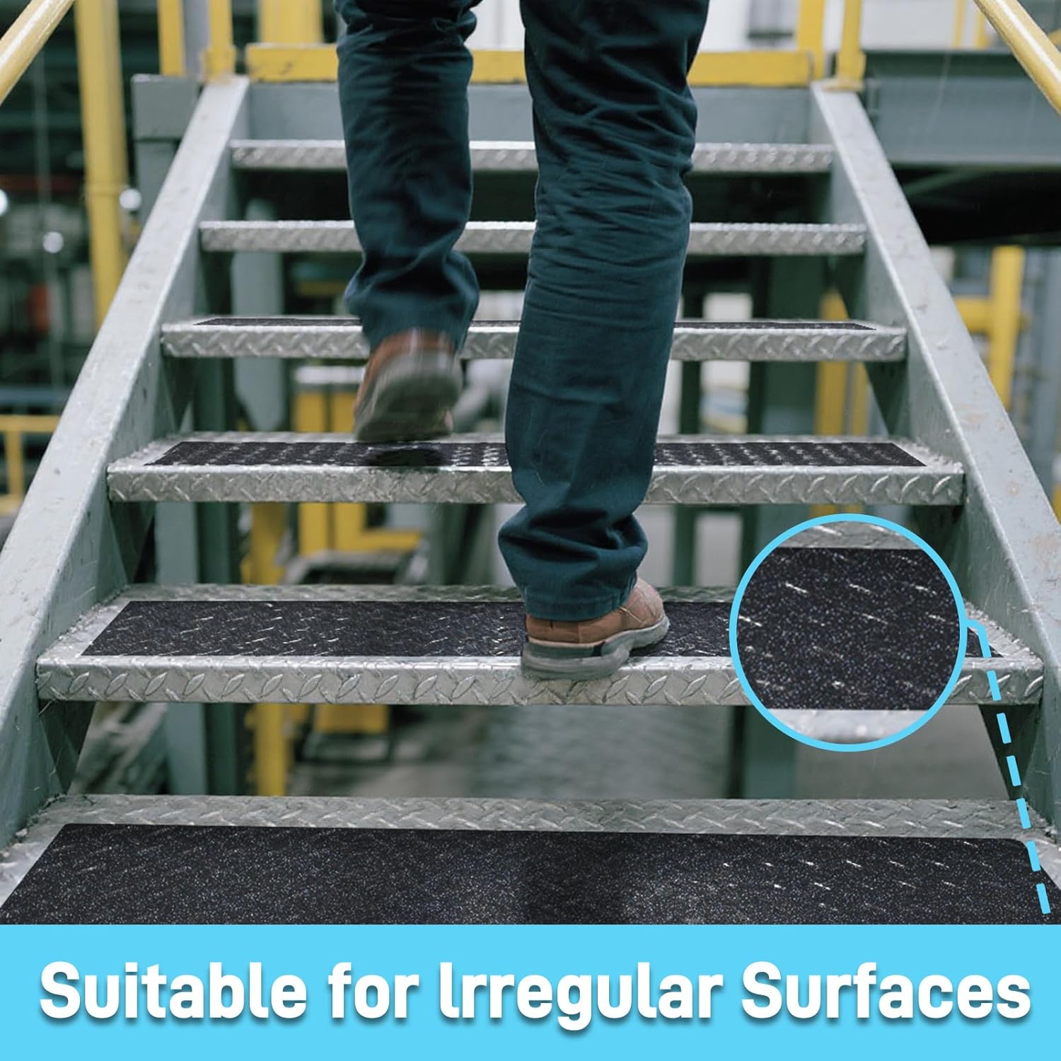 LifeGrip Anti-Slip Tape, Aluminum-Backed Grip Tape, Heavy Duty Safety Non-Slip Tape for Irregular or Textured Stair Step Tread Outdoor, Waterproof Non Skid Roll, 2" X 60' Black, Easy to Install