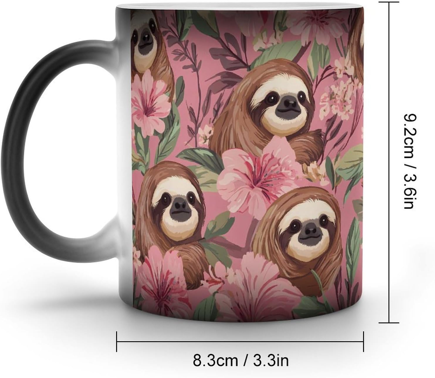 Sloth Azalea Flowers Color Changing Mug Heated Ceramic Cup Heat Sensitive Coffee Mug Fun Gift