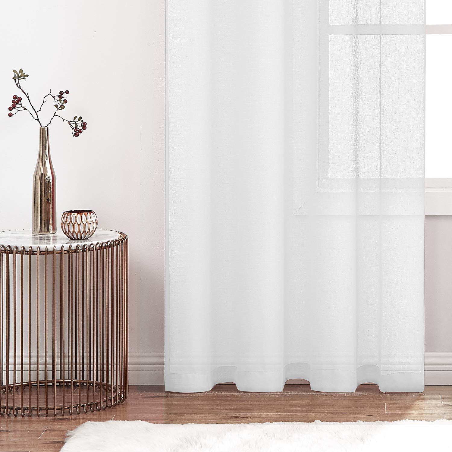 Amazon｜July Joy ホワイトセミリネン風シアーカーテン 寝室/リビング