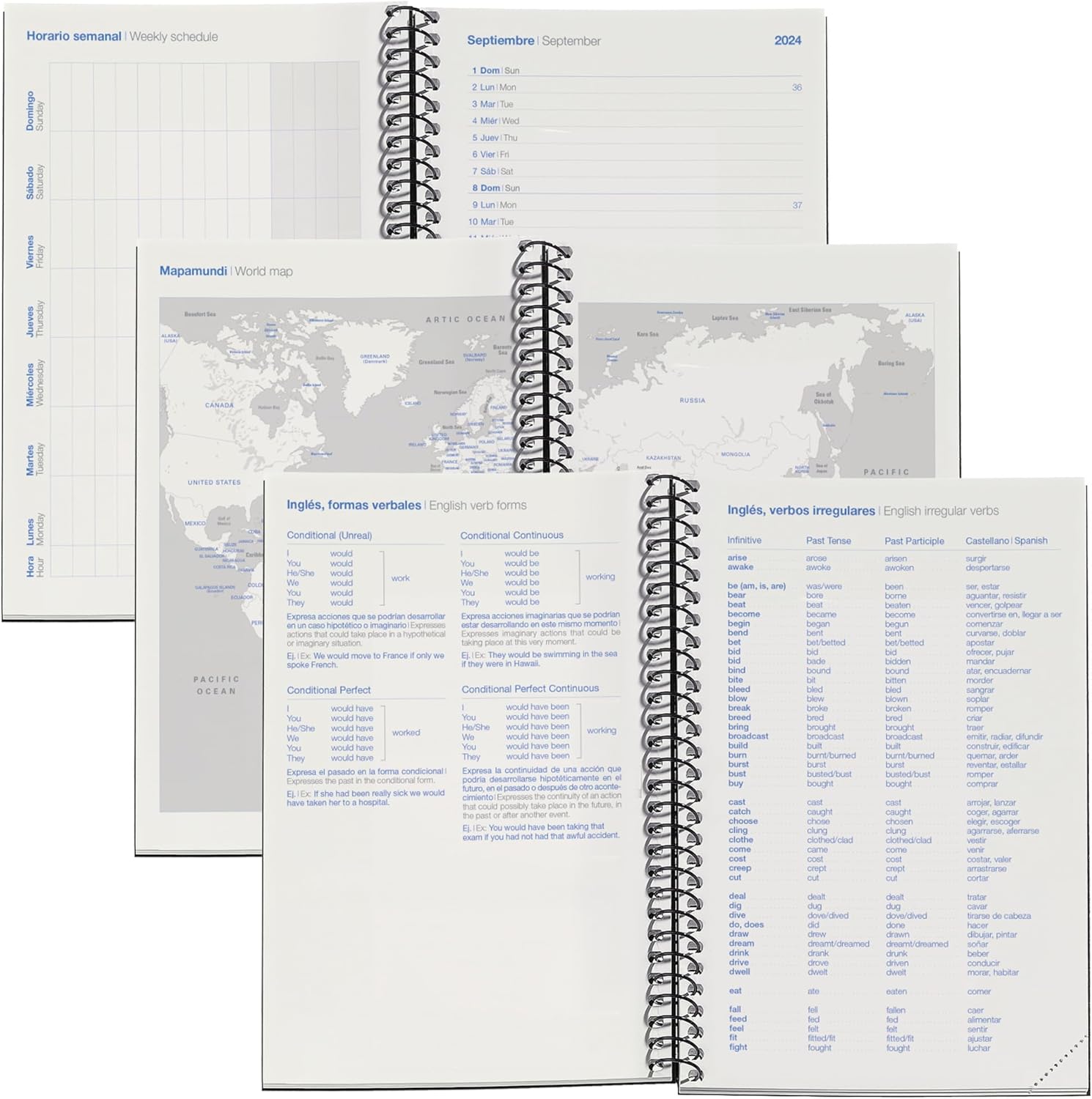 Miquelrius - School Diary 2024-2025, September 2024 to June 2025, Size 117 x 174 mm, Weekly View, Recycled Cover, Spanish and English, Recycled Paper Diary, Eco Planets Design
