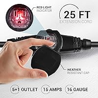 Vista 2 de COLSEN Cable de extensión con múltiples tomas: cable SJTW de alimentación de calibre 16 resistente de 25 pies, enchufe múltiple NEMA de 15 amperios