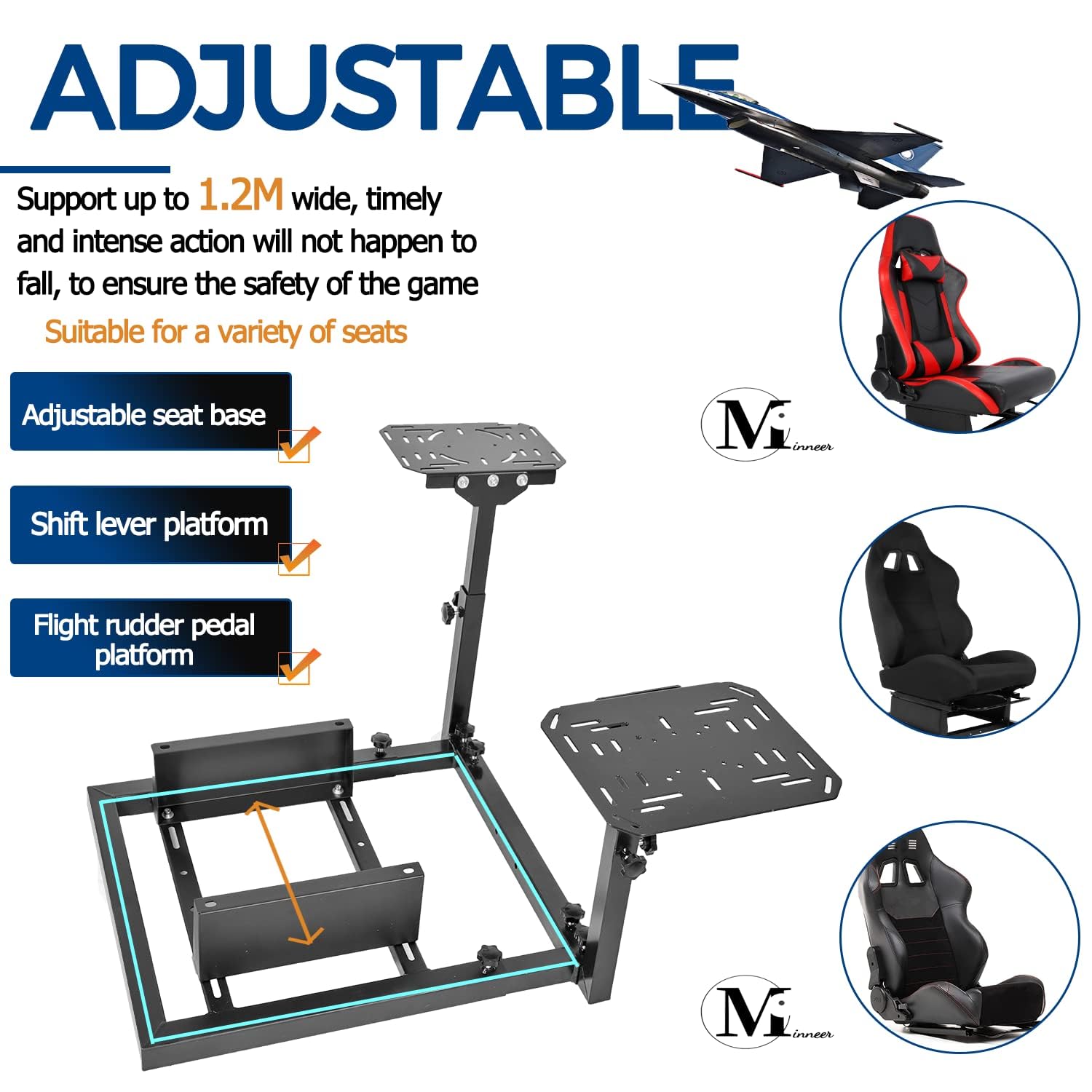 Minneer Gaming Controller Platform For Sim Racing Cockpits - Compatible With Logitech G29, Xbox, PS, PC