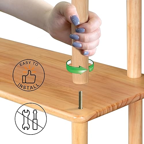 Miniatura 5 de MallCreaty Almacenamiento sobre el inodoro, estante organizador de baño de madera de 3 niveles, soporte independiente sobre el inodoro con estante