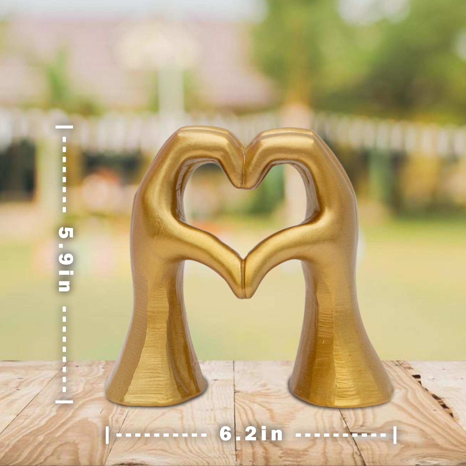 Escultura de manos de corazón para decoración de sala de estar, estatua estética de amor dorado para decoraciones de boda, regalos de despedida de soltera y regalos de cumpleaños