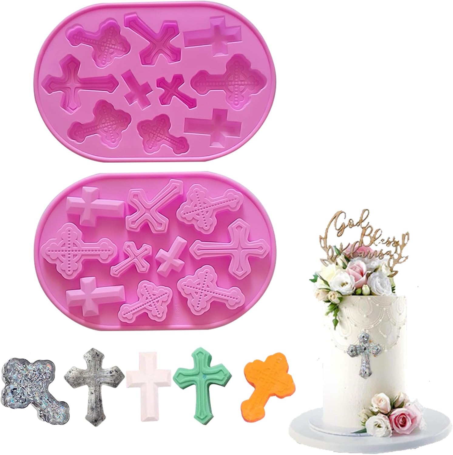 HLCM Cross Silicone Molds, Cross Shaped Fondant Molds, DIY