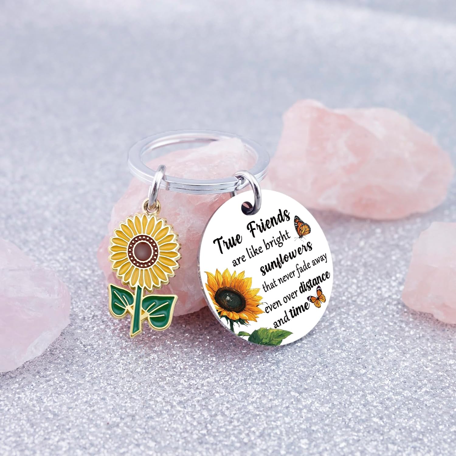 Sunflower Keychain for Women Sunflower Gifts for Women Long Distance Friendship Gifts for Best Friend Bestie Bff Sister Christmas Stocking Stuffers Birthday Gift for Best Friend Keychain Ideas - Image 2