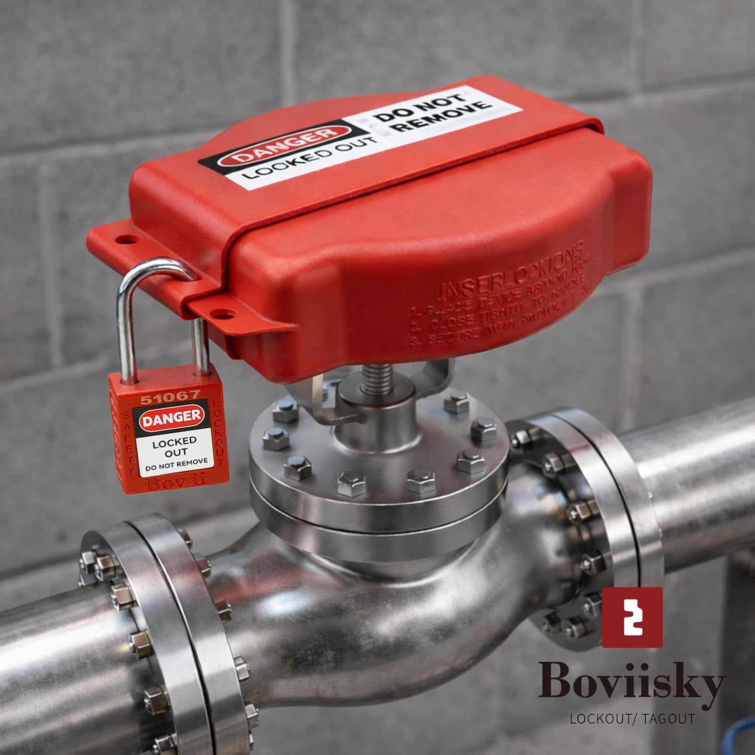 Gate Valve Lockout Adjustable, 1 to 6-1/2 in Handles, Loto, 4 Pack