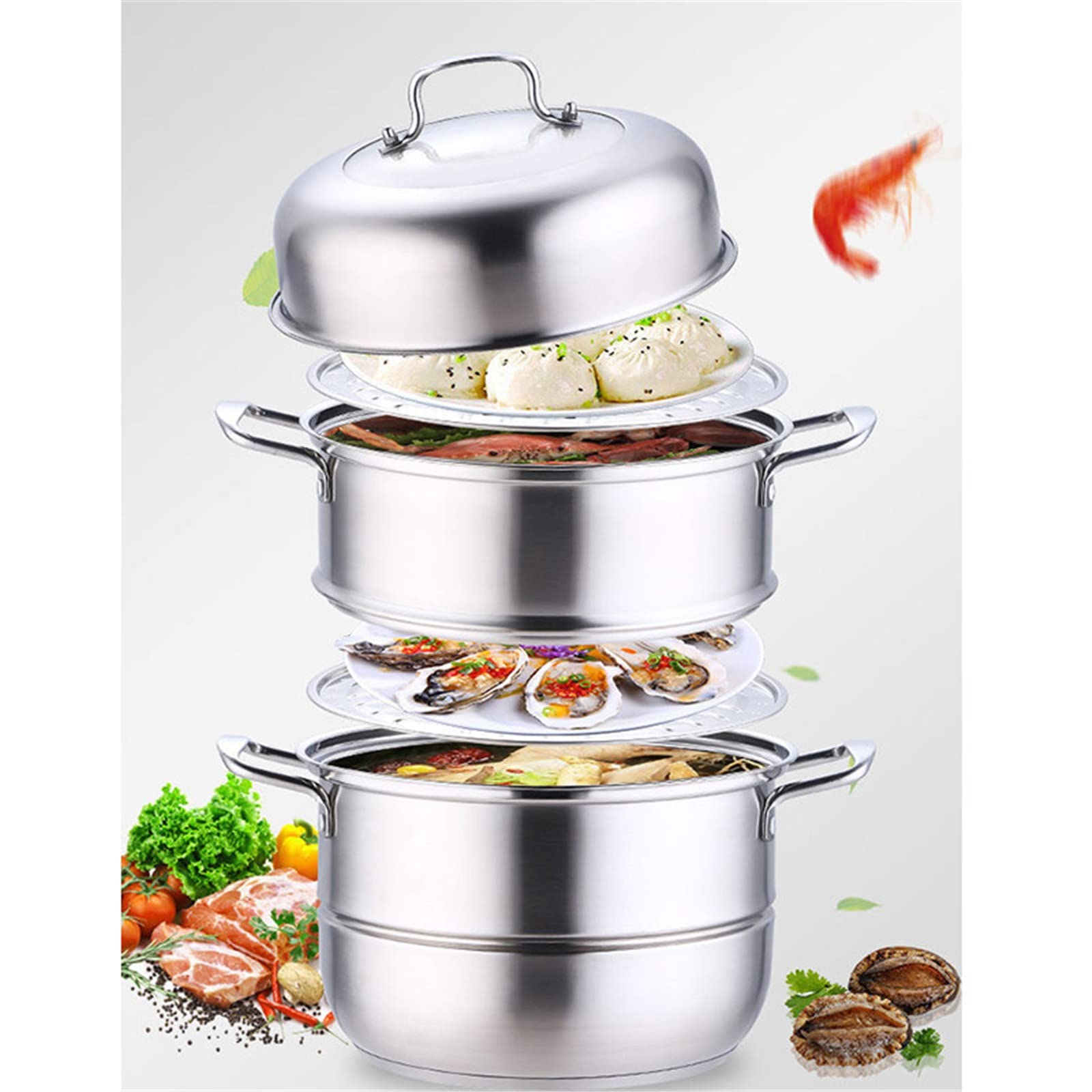 Amazon.co.jp: 蒸し器 ステンレス二層三層二重底調理鍋多目的調理鍋