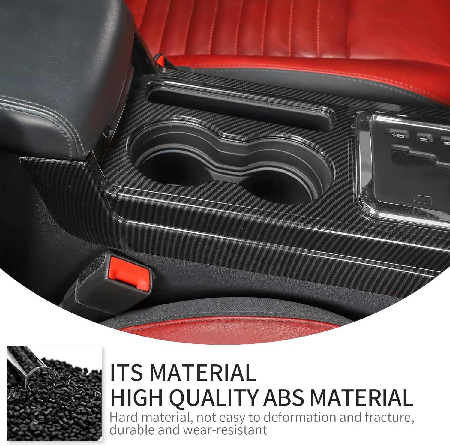 Linskip Gear Shift Panel Cover Trim Compatible with 2008 2009 2010 2011 2012 2013 2014 Dodge Challenger, Cup Holder Decor Cover for Challenger Interior Accessories(Carbon Fiber Black)