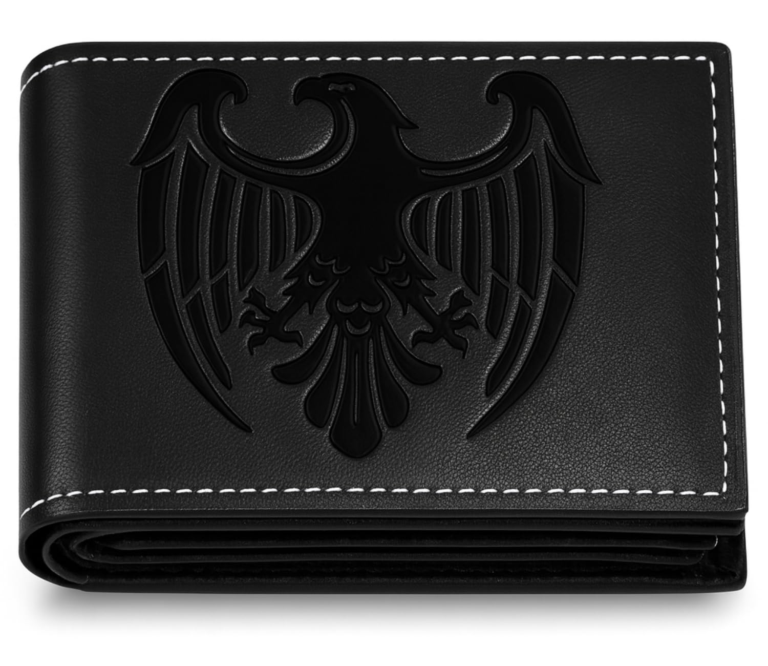 spiffy Black Genuine Leather Wallet for Men | Eagle Embossed Slim Bifold Men's Wallet with 8 Card Slots (Premium Handmade Edition)-picture-0