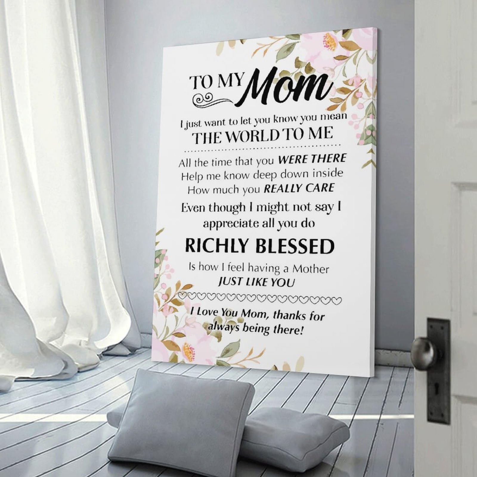 Junmoney To My Mom Home Decor Wall Art 24x36inch(60x90cm), for Living Room, Lounge Or Sitting Room, A Home Accent with Warm Character