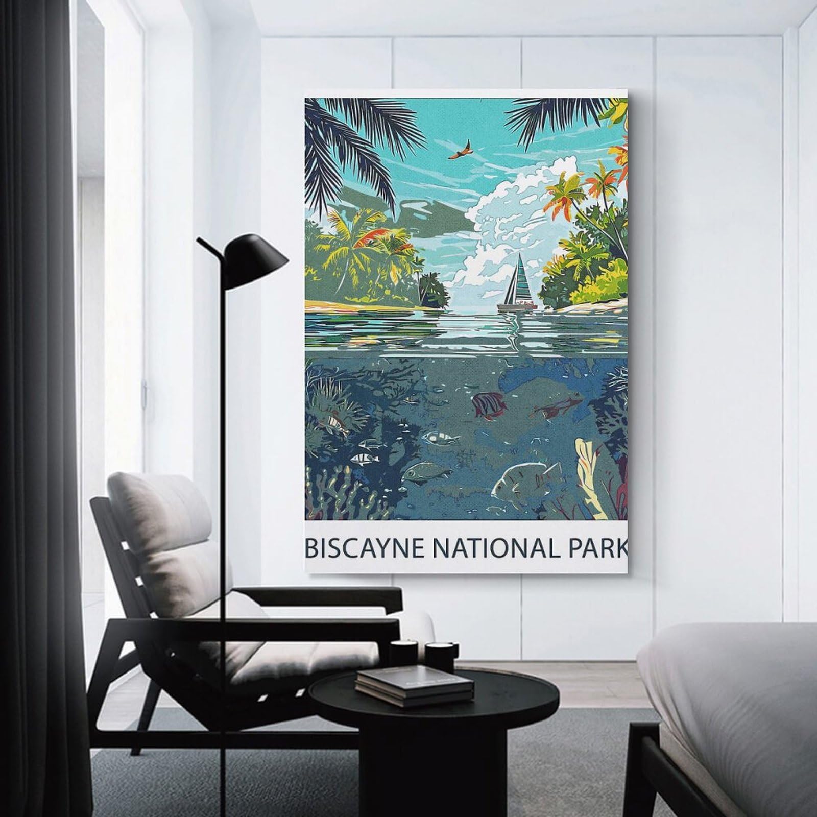 Junmoney Biscayne National Park Canvas Art Print, 24x36inch(60x90cm), for Restful Interiors, Bedrooms Or Small Rooms, A Warm Accent for Relaxed Interiors