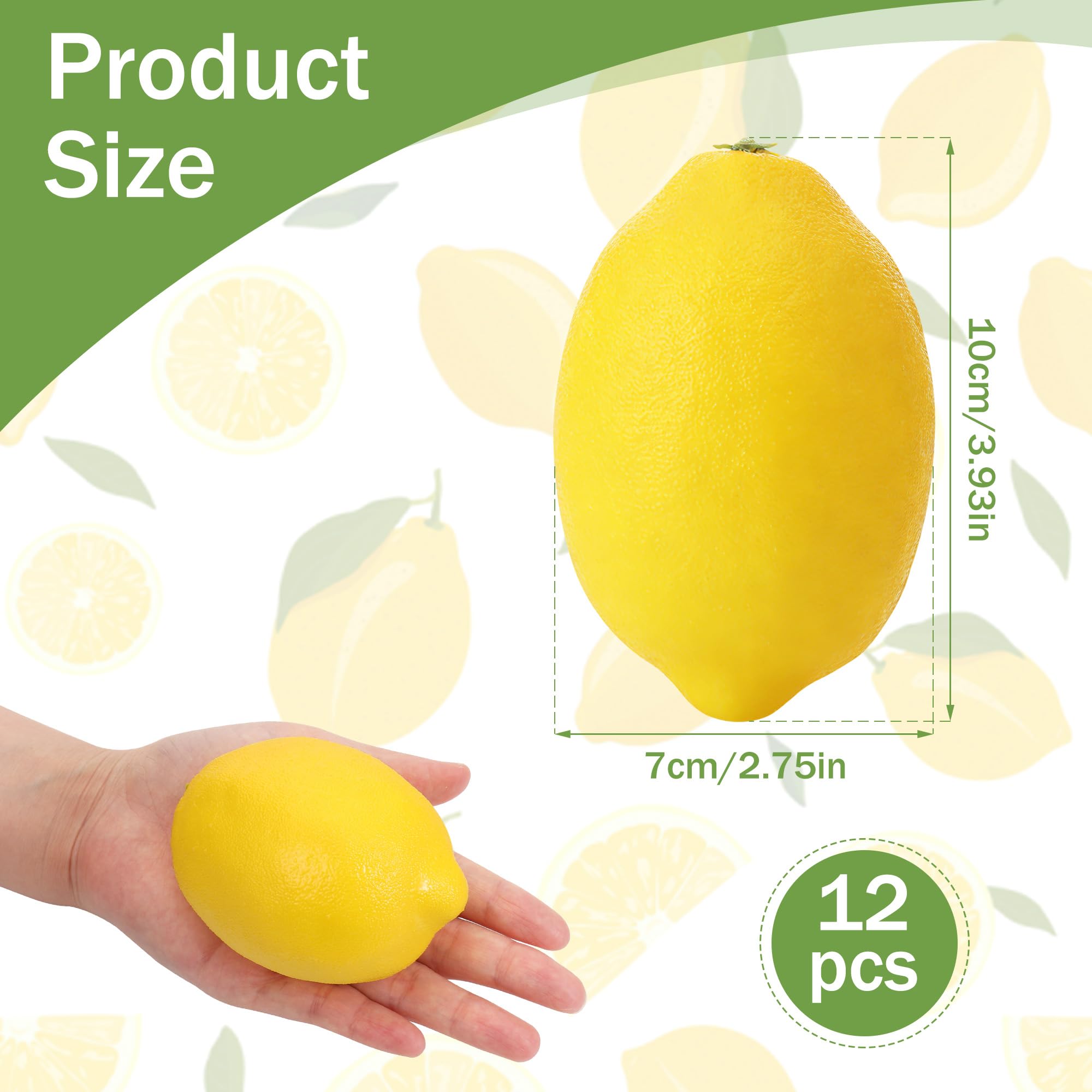Limón Artificial Tamaño Grande 12 Piezas 9x6,5 cm Decoración Cocina Fiesta Relleno Jarrones