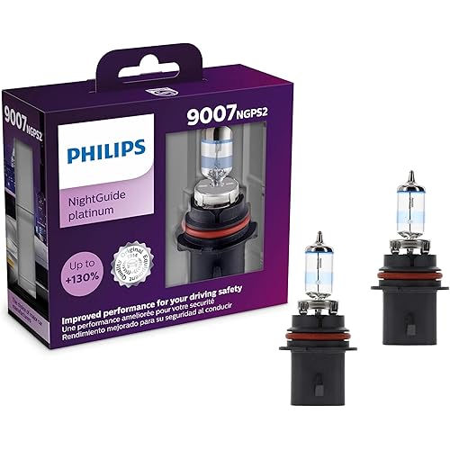 Philips Automotive Lighting 9007 NightGuide Platinum Premium Upgrade Automotive Replacement Headlight Bulb, Fits Select High Beam, Low Beam, and Fog Positions (Pack of 2)