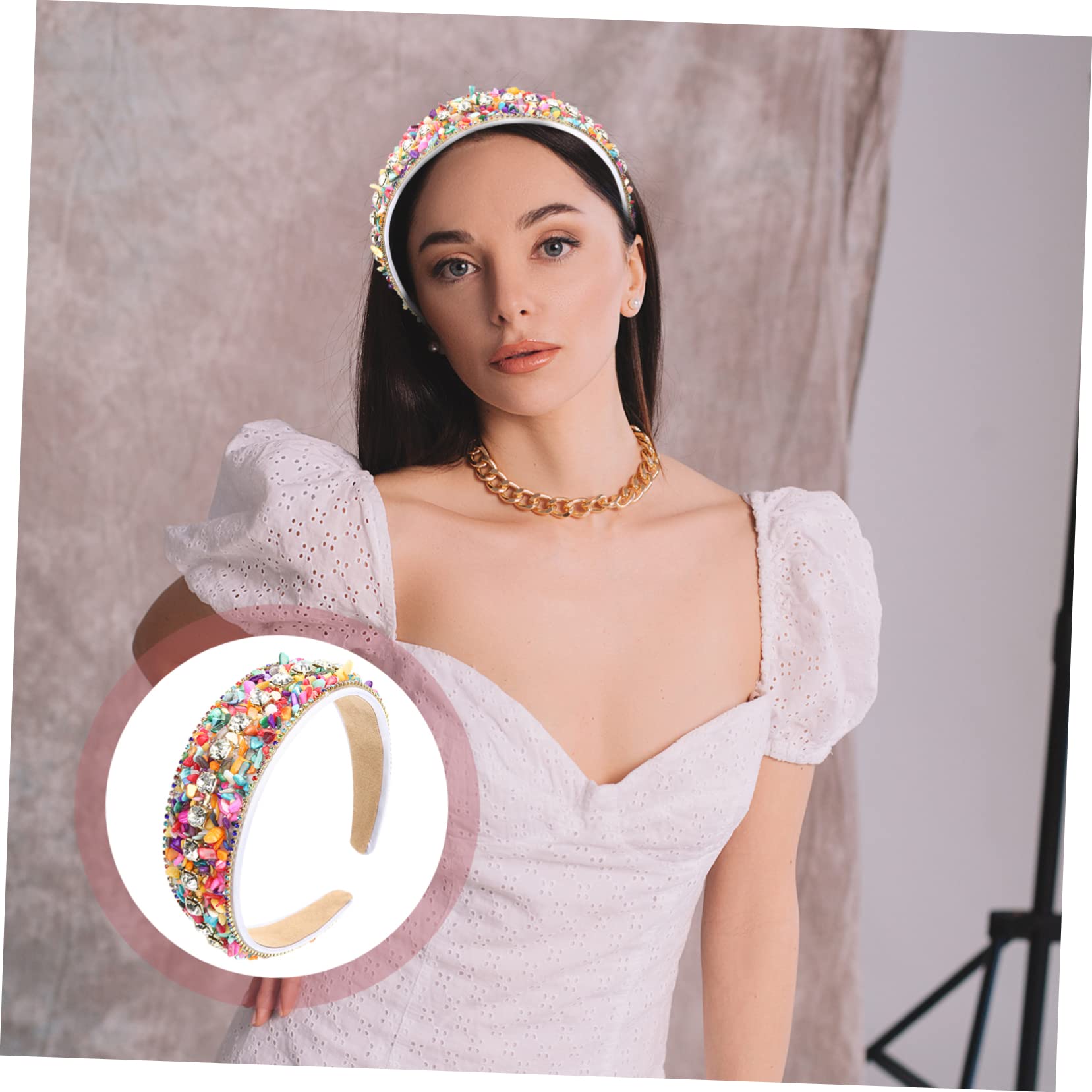 FRCOLOR 3 Pz fascia di diamanti hair band hair charms bandana Accessori alla moda headband fascia da donna gemme di cerchietti bambina fasce imbottite di strass cotone