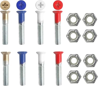 Dimebag Hardware Skateboard Mounting Nuts and Bolts 1" Phillips - Skateboard Truck Hardware - Lots of Colors
