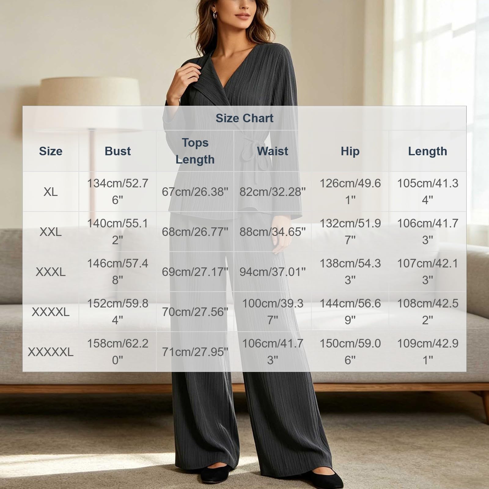 Co Ord Set da donna Primavera Autunno Tie Front Lounge Wear Set Plus Size Casual Allentato 2 Pezzi Abiti per il Tempo Libero Manica Lunga Warp T-shirt Gamba Larga Pantaloni Lunghi Vestito Da Viaggio