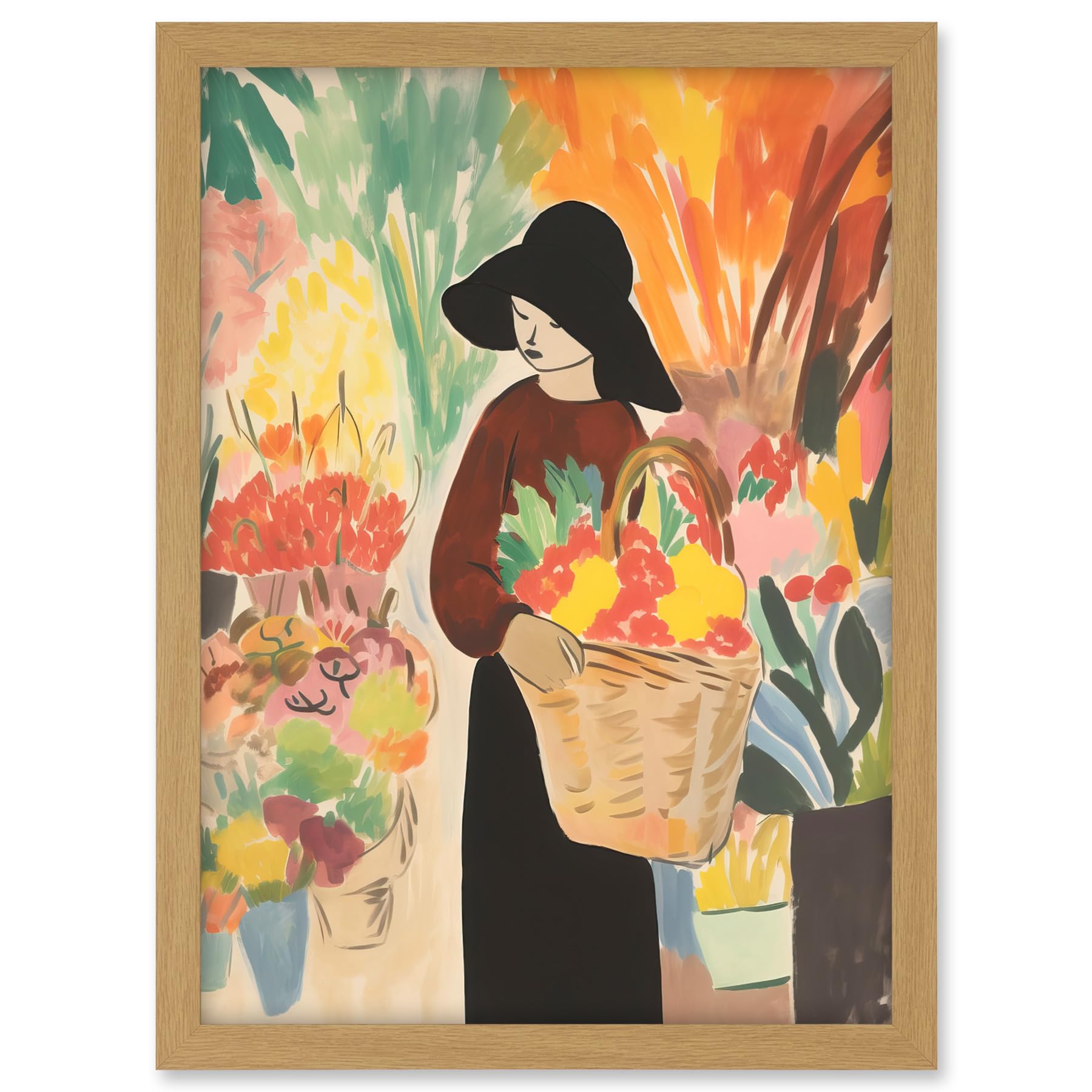 Artery8 At the Flower Market Danish Pastel Aesthetic Watercolour Painting Floral Bouquet Artwork Framed A3 Wall Art Print