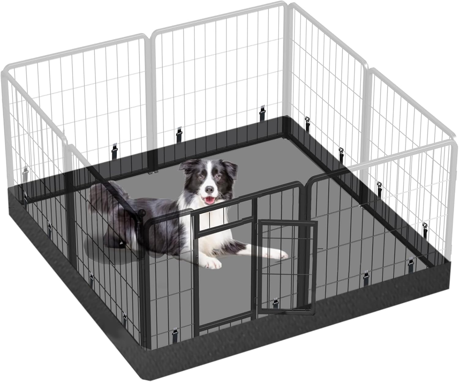 Dog Playpen Square Bottom Pad Fits for 48 Inch 8 Panels Metal Exercise Pet Playpen, Dog Crate Pad Puppy Playpen Pad, Elastic Buckles Connections.(Note: Playpen Not Included) -PureBlack