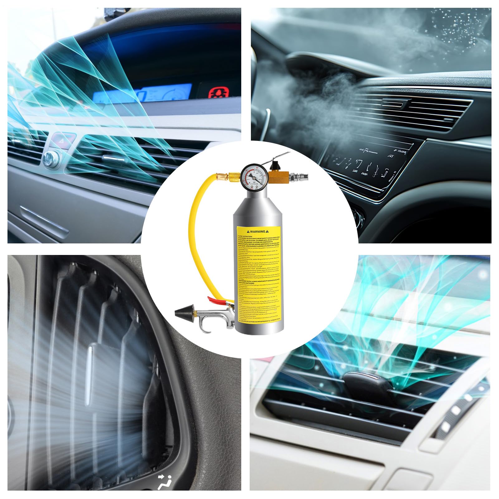 Kit Lavaggio AC - Strumento Professionale per Pulizia Impianti HVAC Auto e Domestici - Bottiglia Spray con Tubo in Acciaio Inox per Pulizia Evaporatore e Veicoli