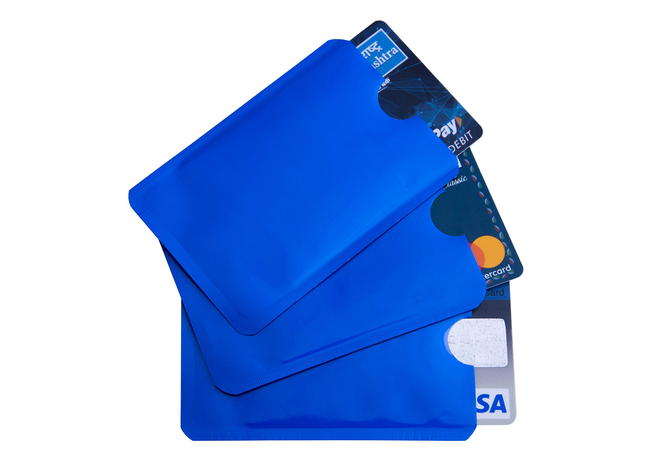 Unisex RFID Blocking Metal Credit Card Sleeve (Blue) 3 Pieces-image-1