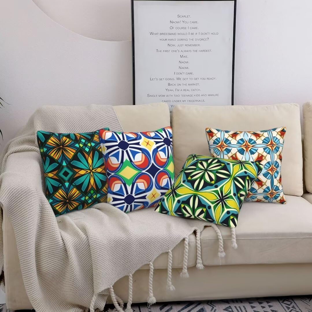 Cuscini per Divano Bohémien, Etnico Federe Cuscini Divano 60x60cm Cuscino Divano, Cuscini Letto Decorativi Copricuscino Divano, per Cuscini Home Room Divano Soggiorno Sedia Letto Decor, 4 Pezzi X499