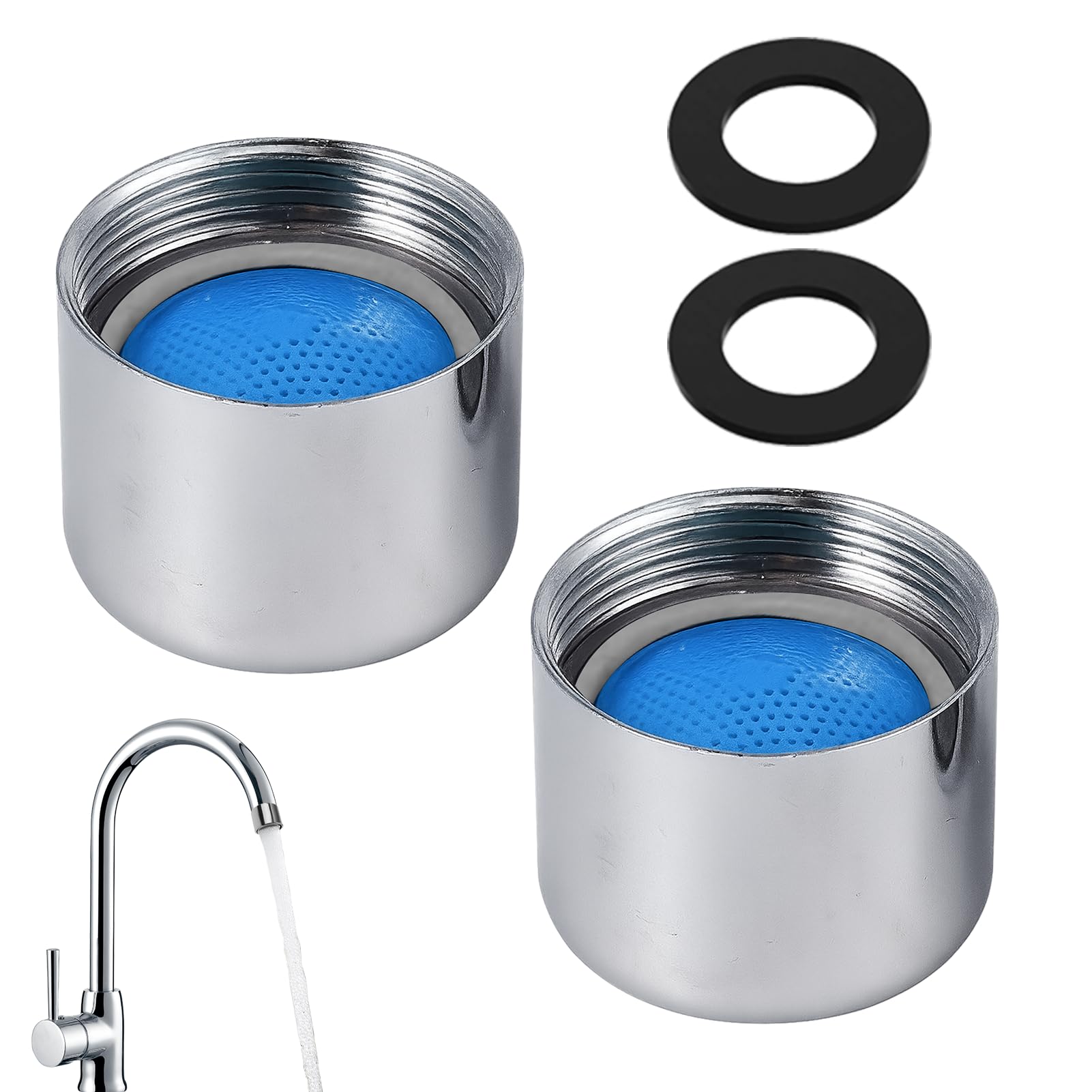 Menibeuty 2 Pièces Brise Jet Robinet Cuisine, Mousseur Robinets M22 Economiseur D'eau pour Salle de Bain, Filtre Robinets Anti Calcaire pour Robinet Lavabo Salle de Bain et Cuisine (22 mm)
