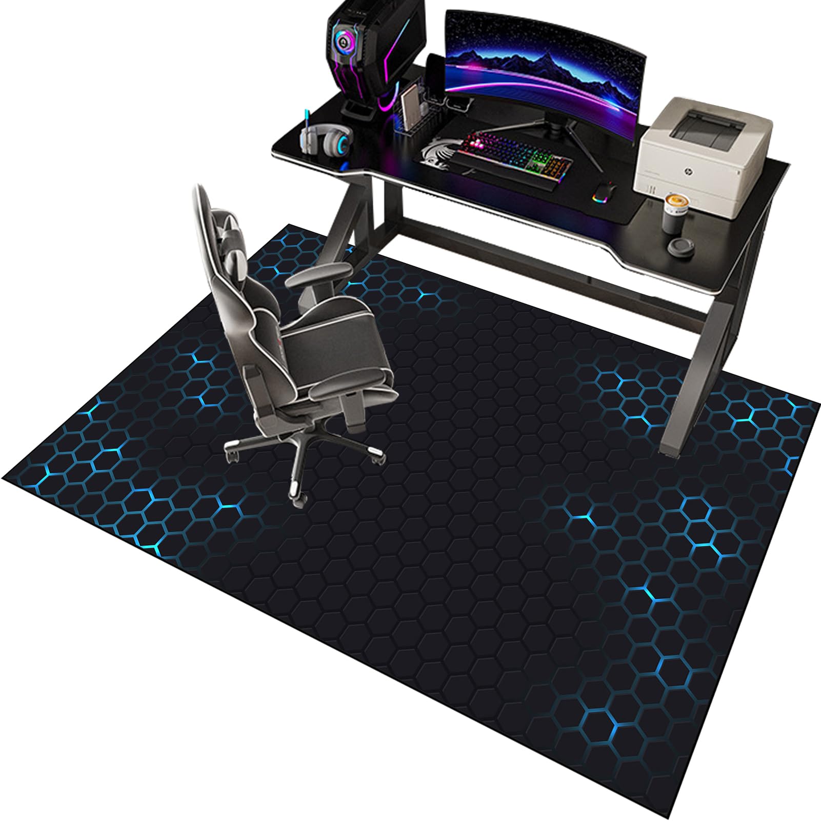 EYKWKB 200 x 230 cm Computer Gaming Chair Mat for Carpeted Floors, Office Chair Mat for Carpet, Hard-Floor Chair Mats, Desks Mat Large, Non-Slip Carpet Protector Chair Mat for Home Office Study