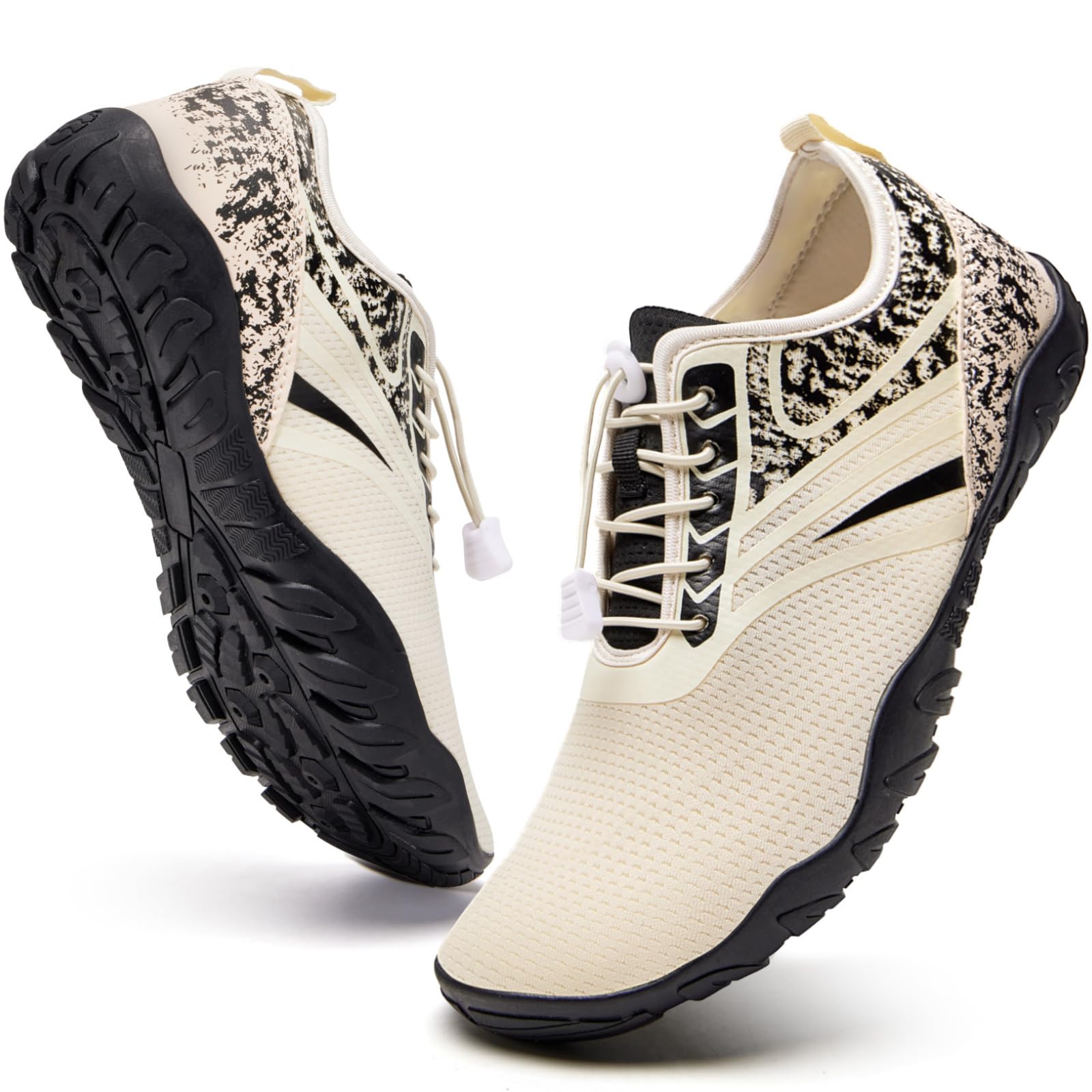 WateLves Water Shoes Mens Womens Barefoot Beach Swim Shoes Quick-Dry Aqua Socks for Surf Pool Yoga Water Aerobics (XC Beige, 37)